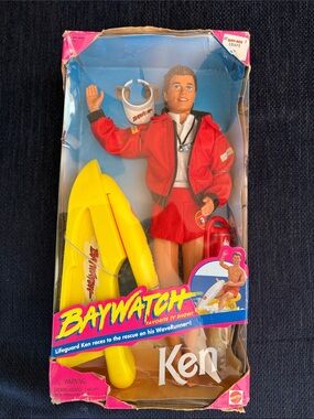 Vintage Baywatch Lifeguard Ken Doll with Yellow WaveRunner